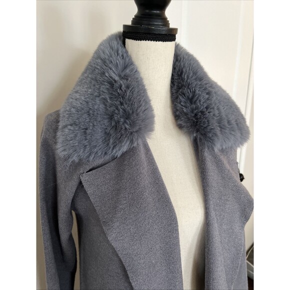 NWT Philosophy Faux Fur Collar Duster Gray XS - Picture 2 of 9